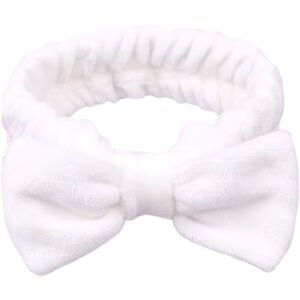 White Microfiber Plush Bow Headband Makeup Headband‎